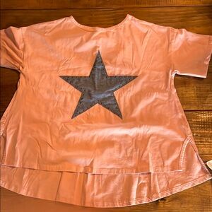 Pink Top with Gray Star Design